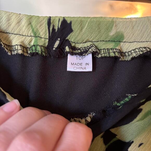 Vintage Unbranded Y2K Green Floral Skirt 10 Petite Y2K Summer Vacation - Picture 6 of 6